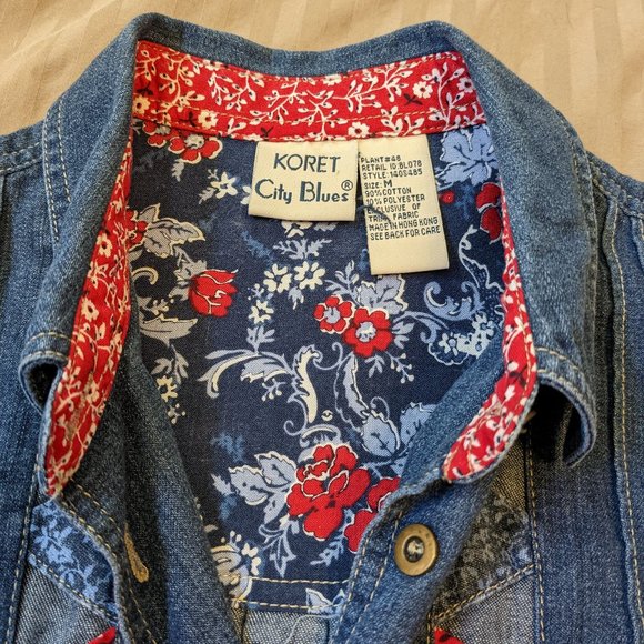 Koret City Blues Denim Short Sleeve Button Front Shirt - Picture 8 of 11
